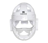 Générique Casque de Protection Transparent et Respirant en Mousse NBR/PC, Idéal pour Le Taekwondo, La Boxe, Le Karaté et Le Kickboxing. Ajustable et P, Blanche, Je