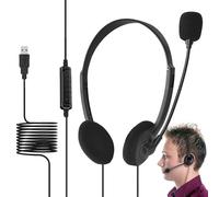 Générique Casque Filaire - 40mm Driver 1.8m Câble | USB Écouteurs avec Microphone Réglable Confortable Circum-Aural pour PC Portable Tablette Appel Maison Voyage Studio