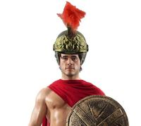 Générique Casques Romains -9,84 * 7,48 Pouces Casque avec Plume Rouge | Costume de Gladiateur Grec, Couvre-Chef, Casque de la légion pour Halloween, noël, Cosplay, fête de Jeu de rôle