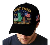 Générique Casquette Baseball Adjustable - Casquette de Baseball 250e Anniversaire Amérique,Chapeau Patriotique 1776-2026 pour Running Randonnée Pêche Plage Parade