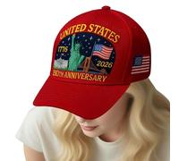 Générique Casquette Baseball Adjustable,Thème 250e Anniversaire Amérique Casquette Baseball - Chapeau Patriotique 1776-2026 pour Running Randonnée Pêche Plage Parade