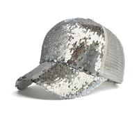 Générique Casquette Baseball Homme,Casquettes De Baseball DéContractéEs Et Tendance Unies à Sequins avec Protection Solaire Chapeaux De Soleil D'ExtéRieur (Silver, One Size)