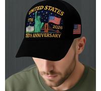 Générique Casquette Commémorative - Casquette Trucker Commémorative 250e Anniversaire Amérique,Accessoire Adjustable 1776-2026 pour Parade Randonnée Plage Pêche Voyage