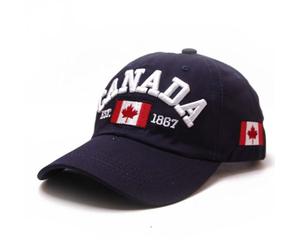 Générique Casquette de Baseball du Canada Fête du Canada Drapeau de la Feuille d'érable brodé Chapeau réglable (Navy, One Size)