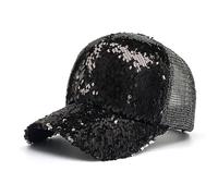 Générique Casquette De Baseball Femme,Casquettes De Baseball DéContractéEs Et Tendance Unies à Sequins avec Protection Solaire Chapeaux De Soleil D'ExtéRieur (Black, One Size)
