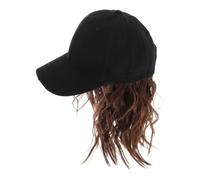 Générique Casquette de Baseball Perruque Courte Bouclée Unisexe Style Moderne Facile à Coiffer pour Usage Quotidien et Événements