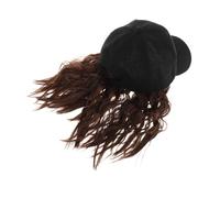 Générique Casquette Perruque Courte Bou Synthétique pour Femme Chapeau Intégré Confortable et Style Court Ondulé Quotidien
