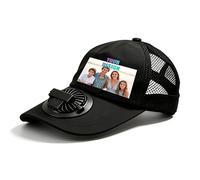 Générique Casquette personnalisée avec Ventilateur - Impression Photo ou nom, Chapeau USB Rechargeable, 3 Vitesses Ajustables, 1 Heure d’autonomie - Idéale pour Jardinage, pêche, travaux extérieurs