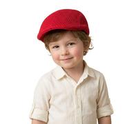 Générique Casquette pour Bébé Enfant Beret Enfant Garcon Casquette Plate Bebe Respirant Chapeau Gavroche Accessoire Vintage Newsboy Eté Printemps Automne pour 3-16 Ans (Red, 3-16 Years)