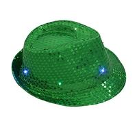 Générique Casquette Usa LED Sequin Glow Jazz Hat Performance Props Cowboy Hat Ski Squelette (Green, One Size)