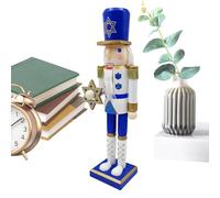 Générique Casse-Noisette de Noël | Casse-Noisette en Bois de Hanoukka,Pièce Maîtresse Festive Blanc Et Bleu pour Table Étagère Cheminée
