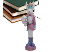 Générique Casse-Noisette de Pâques en Forme de Lapin | Figurine en Résine Colorée Traditionnelle - Figurine de Table Lapin Casse-Noisette | À Disposer sur Table ou Cheminée au Printemps