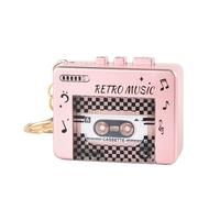 Générique Cassette Player Keychain - Small Cassette Pendant With 10 Songs | Vintage Player Keychain | For Backpack Handbag Purse | For Everyday Carry And Retro Accessory Display Use
