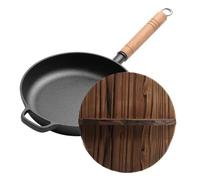 Générique Cast Iron Pan Removable Wooden Handle Portable Pot