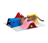 Générique Cat Activity Play Mat - 4 in 1 Tunnel Kitten Play Rug | Foldable Felt Pet Activity Mat with Holes, Enrichment Toy for Boredom Reduction, Indoor, Outdoor, Bedroom, Living Room