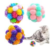 Générique Cat Balls | 3 Pcs Cat Puff Ball Toys | Fuzzy Cats Balls