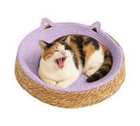 Générique Cat Bed - Boho Round Cat Scratcher Bowl Nest | Cotton Rope Woven Pet Bed with Scratch Pad Base | Breathable Cats Lounger for Furniture Protection, Nail Care | Cats Under 2.5kg