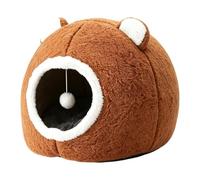 Générique Cat Bed Cave Cute Bear Soft Plush Foldable Washable Tent with Toy