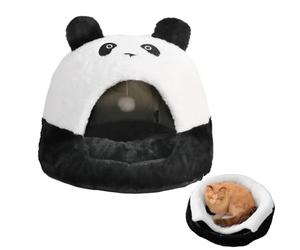 Générique Cat Bed - High Density Plush Fabric 45x45x42cm | Panda Design Puppy House Soft Sponge Lined Cat House Indoor Winter Warm Sleeping Bed | Pet Shelter for Kitten Small Dogs Rabbits Home Use