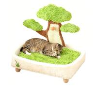 Générique Cat Bed - Pine Tree Potted Pet Cot for Indoor Comfort, Cozy Winter Warmth with Removable Washable Cushion, Cats House for Bedroom Living Room Play Area, Cotton and Wooden