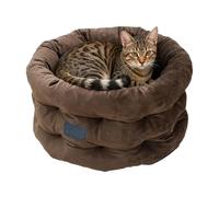 Générique Cat Bed Soft Washable Round Sleeping Mat, Raised Edge Cushion with Non Slip Base, Soft Winter Nest for Cats Puppies Kittens, Indoor Pet Bed for Bedroom Living Room Christmas Season