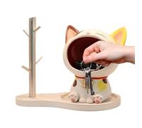 Générique Cat Candy Dish | Resin Cat Statue For Good Luck | Ceramic Trinket Dish Tray For Rings & Necklaces Bracelets Storage | Entryway Table Home Living Room Bedroom Cabinet Trinket Candy