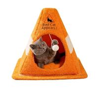 Générique Cat Cave,Traffic Cone Design Pet Supplies with Removable Cushion,Cat House Winter with Warning Sign | for Indoor Home Winter Kitten Rabbits Small Dog Animal Calming Sleeping