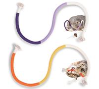 Générique Cat Chew Rope, Gall Fruit-Infused Organic Cotton Chew Rope Toys for Cats, Safe Teeth Cleaning Toy with Refillable Natural Gall Fruit (2PCSB)