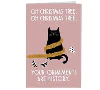 Générique Cat Christmas Cards, Funny Cute Christmas Card, Cartoon Christmas Cat Decoration, Unique Holiday Greeting Card, New Year Christmas Cards, Festive Cat Cards for Men Women