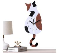 Générique Cat Clock - Non Ticking Silent, Adorable Cat Wall Clock, Tail Swinging Wall Clocks | Ergonomic Visual Decorative Clocks for Businesses Rental Living Room Kitchen
