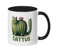 Générique Cat Coffee Mug, Cute Cactus Drinkware, 11oz Ceramic Gear with Smart Style, Utility Aid for Daily Sip, Mug Mate, Cup Aid for Animal Lovers Home Office Living Room Classroom Desk 11oz