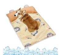 Générique Cat Cooling Mat, Cool Pet Pad, Lightweight Foldable Breathable with Pillow, Ice Gel Mat for Hot Weather, Crate, Sofa, Car, Travel and Post Exercise