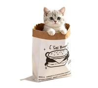 Générique Cat Crinkle Bag - Foldable Interactive Cartoon Play Bed | Interactive cat crinkle bag made of foldable paper material with fun cartoon design. Provides both play and rest, serving as