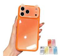 Générique Cat Ear Phone Case 3D for iPhone Acrylic Glossy Back All-Inclusive (Orange,16)