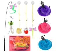 Générique Cat Feather Toy, Interactive Retractable Cat Wand, Set of 9 Replacement Teaser Catcher with Bell & Catnip, Engaging Pet Toy for Indoor Kitten Exercise and Play