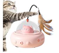 Générique Cat Feather Toy, Rechargeable Interactive, 4.33x4.53in Rotating Enrichment, Kitten Boredom Exerciser, Battery Hunting Chasing Game for Fun Pet Entertainment