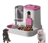Générique Cat Feeder and Water Dispenser,2 in 1 Gravity Pet Food Feeder and Water Set with Stainless Steel Food Bowl,Large Capacity Self Feeding for Small Medium Dog Puppy Kitten (Grey)(Pink)