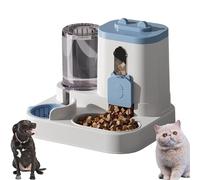 Générique Cat Feeder and Water Dispenser,2 in 1 Gravity Pet Food Feeder and Water Set with Stainless Steel Food Bowl,Large Capacity Self Feeding for Small Medium Dog Puppy Kitten (Grey)(Blue)