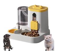 Générique Cat Feeder and Water Dispenser,2 in 1 Gravity Pet Food Feeder and Water Set with Stainless Steel Food Bowl,Large Capacity Self Feeding for Small Medium Dog Puppy Kitten (Grey)(Yellow)