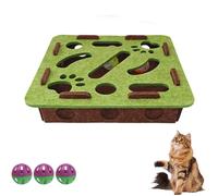 Générique Cat Felt Maze Box Cat Toys, Cat Scratch Enrichment Box, Interactive Toy for Indoor Cats, Pet Maze and Boxes Game, Stimulate Kittern Energy and Instincts (Square Green-Brown)