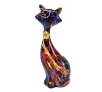Générique Cat Figurine Statue, Colorful Modern Transfer Printing Ornaments for Pet Lovers, Resin Animal Cat Sculpture Home Decor, Home Table Centerpeice Decor, Adults Collectors Teens Family Friends