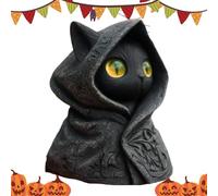 Générique Cat Figurines Home Decor - Ornament Festive Resin Figure | Halloween Hooded Cat Decor for Living Room Bathroom Bedside Table Bedroom TV Cabinet Kitchen Bookshelf Desk