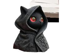 Générique Cat Figurines Home Decor - Ornament Festive Resin Figure | Halloween Hooded Cat Decor for Living Room Bathroom Bedside Table Bedroom TV Cabinet Kitchen Bookshelf Desk