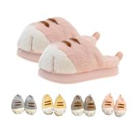 Générique Cat Foot Slippers, Cute Cat Paws Slippers for Women, Cozy Warm Fluffy Plush Cloud Slippers for Indoor Outdoor (9.5-10,Pink)