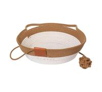 Générique Cat Hammock Bed, Cat Basket, Anti Scratch Handwoven Cotton Rope Pet Foldable Breathable Nest Mat Playing Ball for Living Room, Home Decoration, 13.78x13.78 inches
