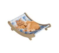 Générique Cat Hammock Bed, Washable Cooling Pet Couch, Soft Fabric Sturdy Frame, Space-Saving Furniture, Elevated Breathable Lounger for Floor Bedroom Balcony Workplace Indoor Travel