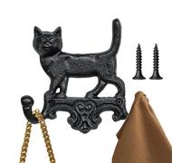 Générique Cat Hooks - 6.3 Inches, Vintage Iron Wall Hooks, Double Coat Hook | Cute Animal Key Holder For Hat Bag Clothes, Farmhouse Entryway, Bathroom, Kitchen, Home Decor