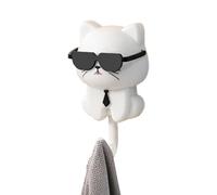 Générique Cat Key Holder - 4.5x8.5cm Kitten Coat Hooks, Cute Cat Key Hook With Sunglasses Adhesive Coats Hooks Keys Holder For Wall Decorative For Coat Bags, Tote Outdoor