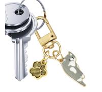 Générique Cat Keychain, Cute Kitten Keyring with Enamel Charm & Silver Tone Metal Ring, Exquisite Animal Pendant for Keys, Bags & Backpacks - Adorable Cat Lover Gift for Women, Girls & Kids