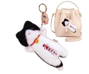 Générique Cat Keychain, for Backpack Auspicious Bead-Filled Animal Keyring | Plush Stress , Reduction Wrist Rest Cute Cat Keychain for Kids Adult Couples Friend Student Birthday Schoolbag New Year Purse